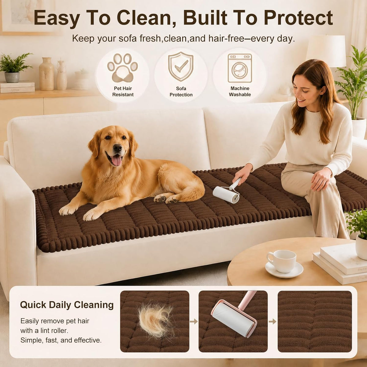 Couch Cover for Dogs, Non Slip Fuzzy Thick Pet Sofa Protector