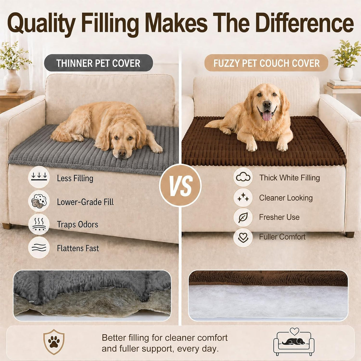 Couch Cover for Dogs, Non Slip Fuzzy Thick Pet Sofa Protector