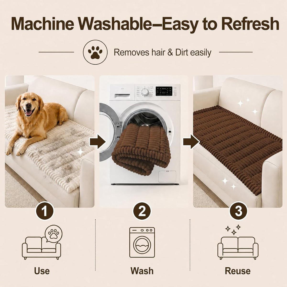 Couch Cover for Dogs, Non Slip Fuzzy Thick Pet Sofa Protector