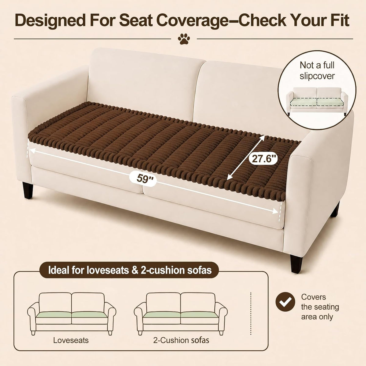 Couch Cover for Dogs, Non Slip Fuzzy Thick Pet Sofa Protector