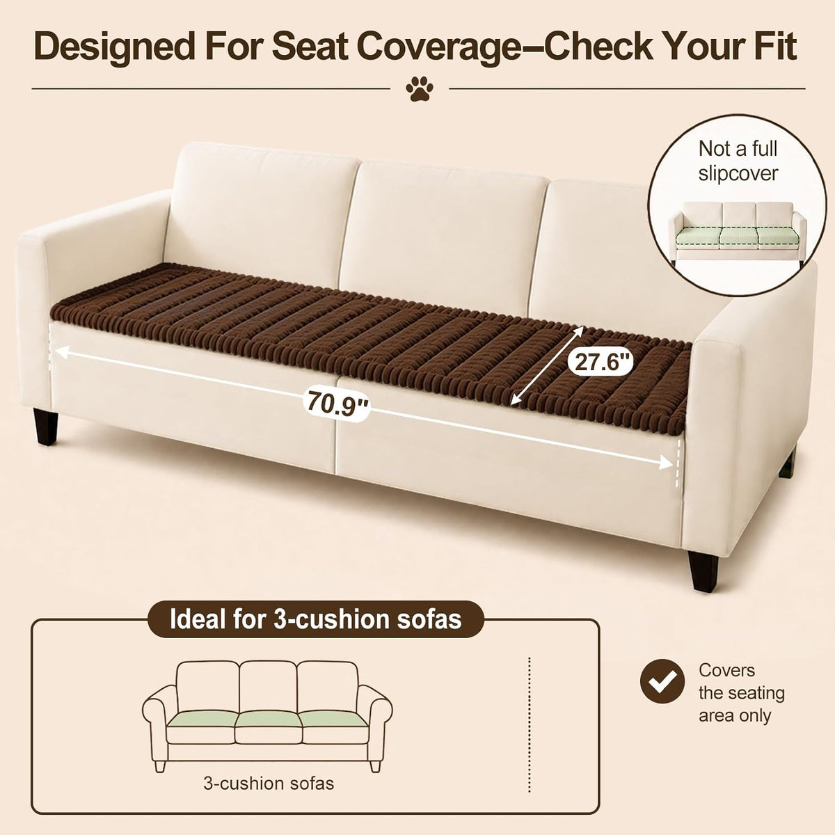 Couch Cover for Dogs, Non Slip Fuzzy Thick Pet Sofa Protector