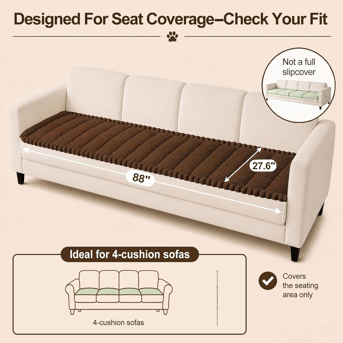 Couch Cover for Dogs, Non Slip Fuzzy Thick Pet Sofa Protector