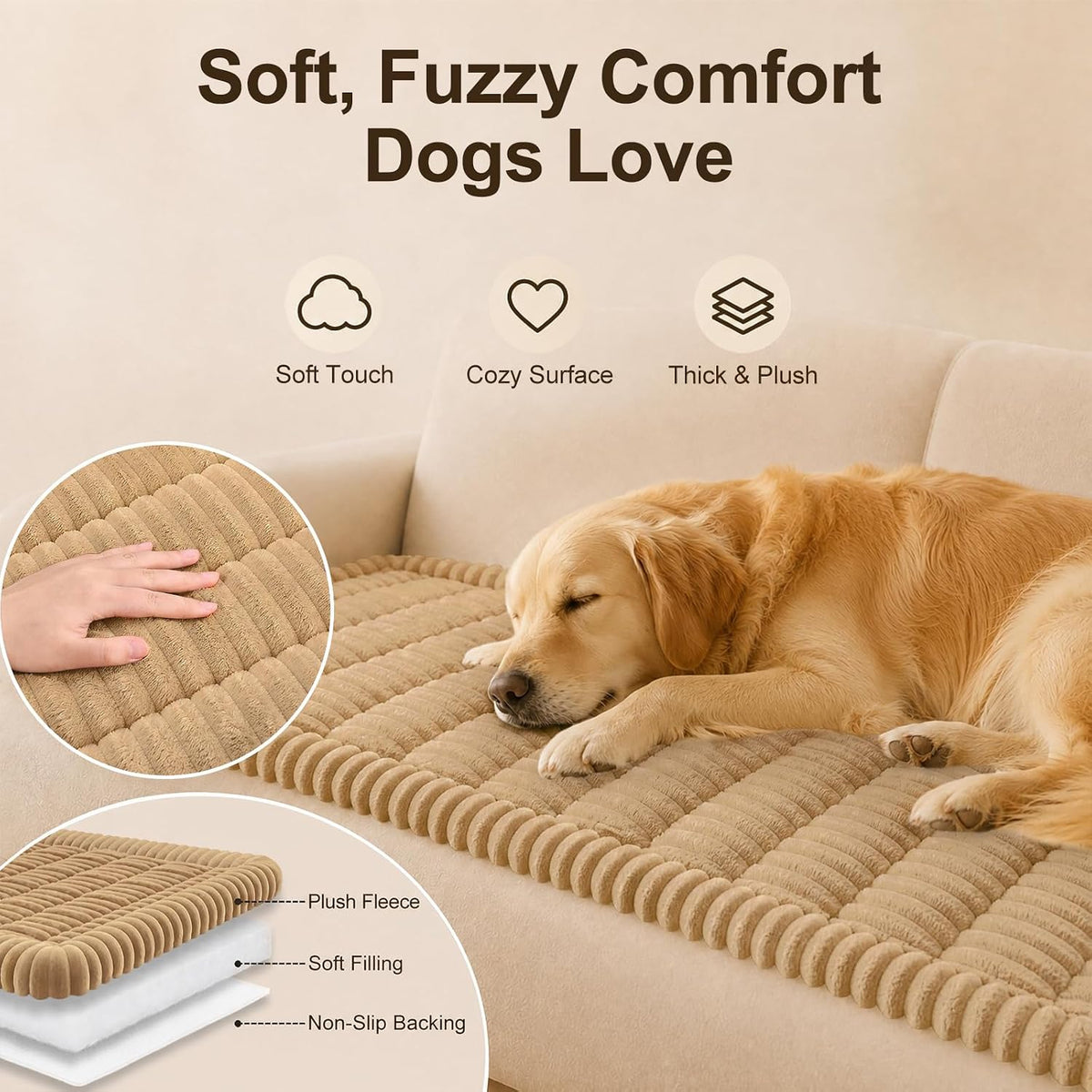 Couch Cover for Dogs, Non Slip Fuzzy Thick Pet Sofa Protector