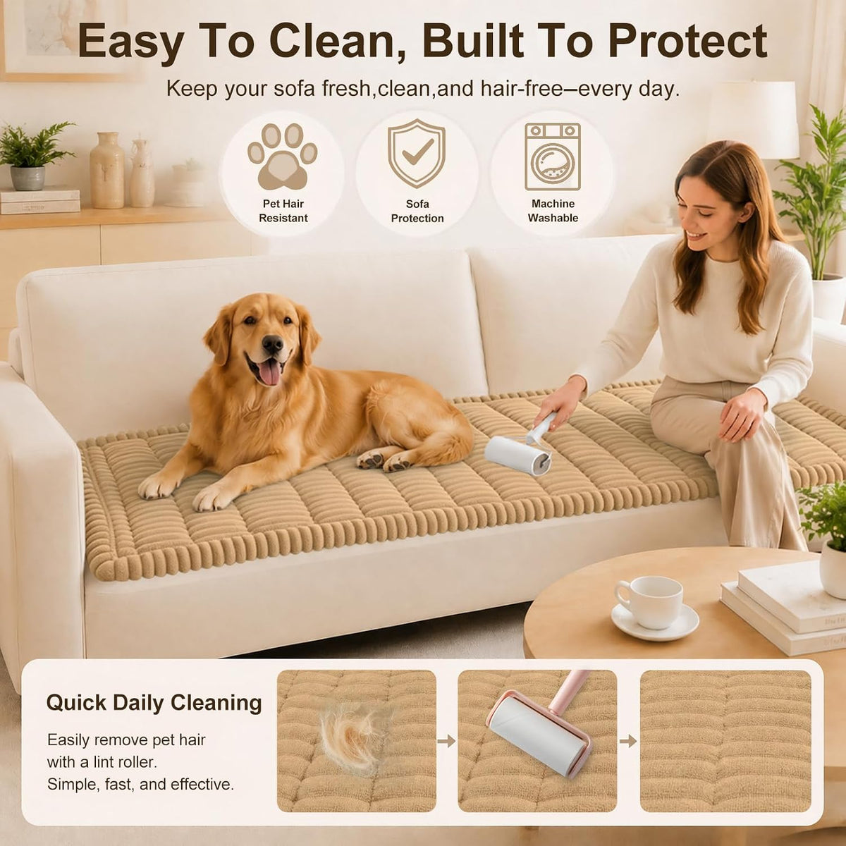 Couch Cover for Dogs, Non Slip Fuzzy Thick Pet Sofa Protector