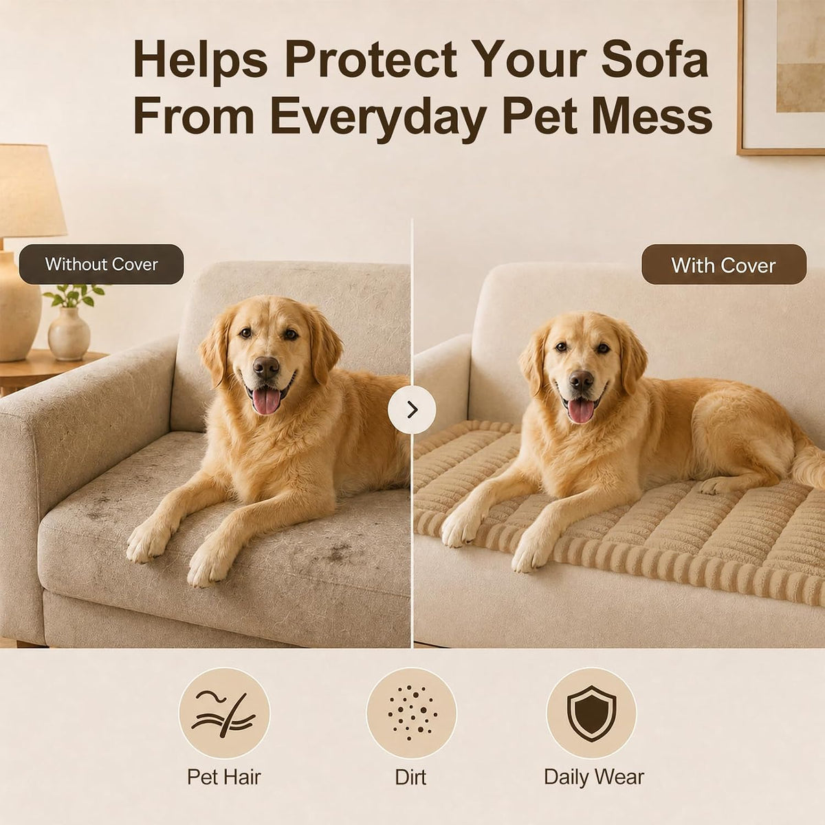 Couch Cover for Dogs, Non Slip Fuzzy Thick Pet Sofa Protector