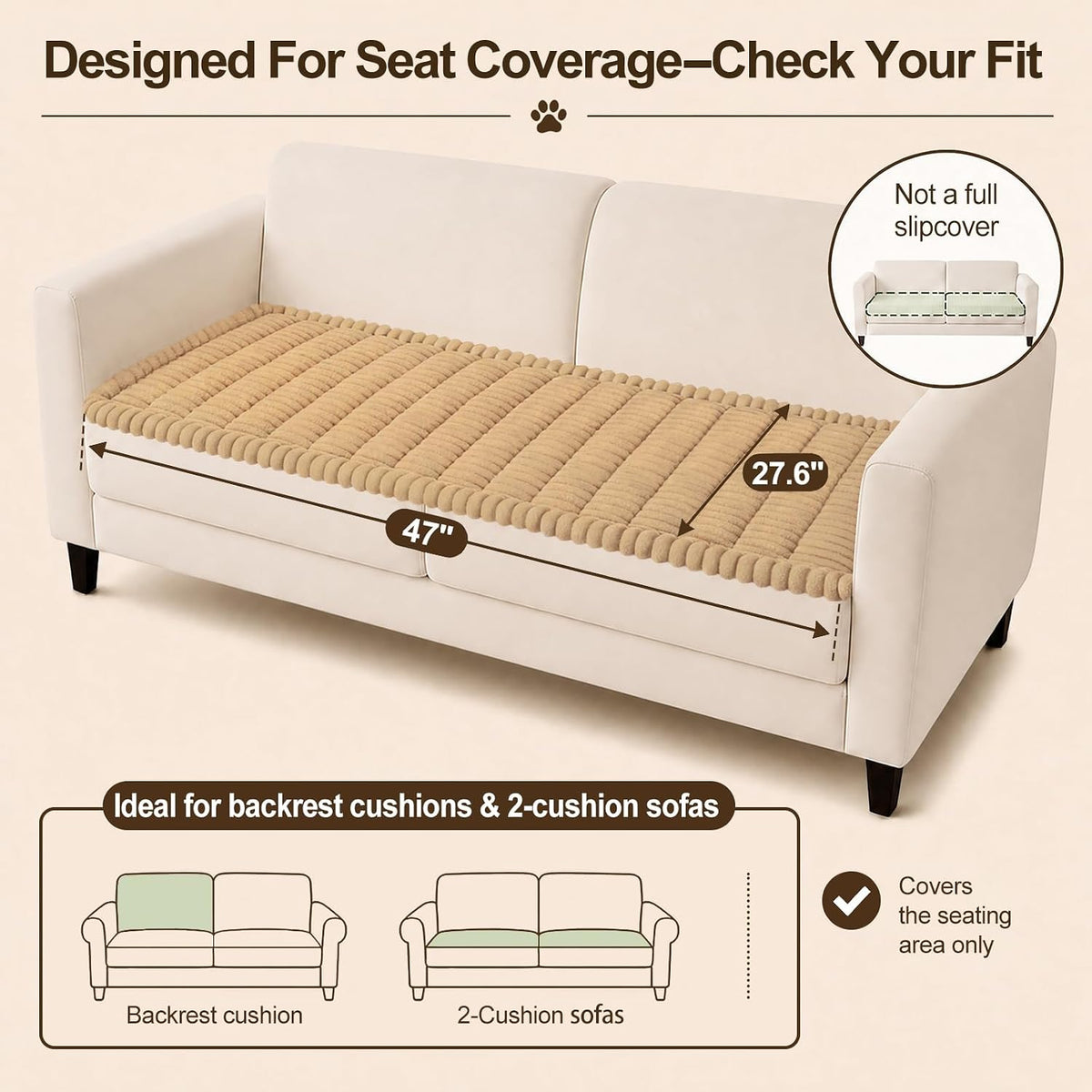 Couch Cover for Dogs, Non Slip Fuzzy Thick Pet Sofa Protector