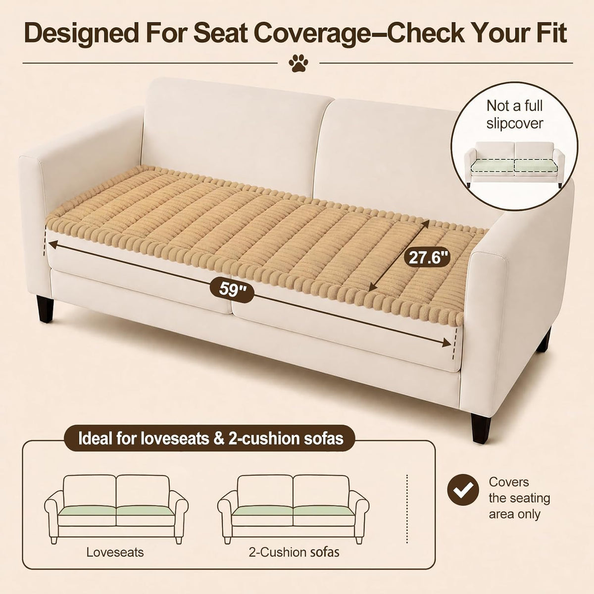 Couch Cover for Dogs, Non Slip Fuzzy Thick Pet Sofa Protector