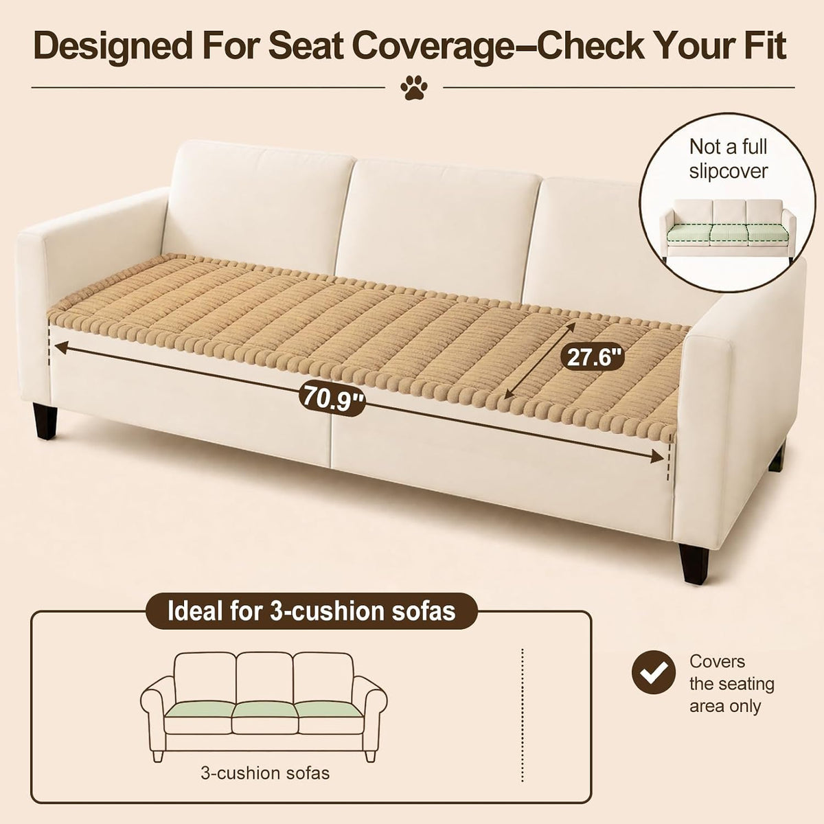 Couch Cover for Dogs, Non Slip Fuzzy Thick Pet Sofa Protector
