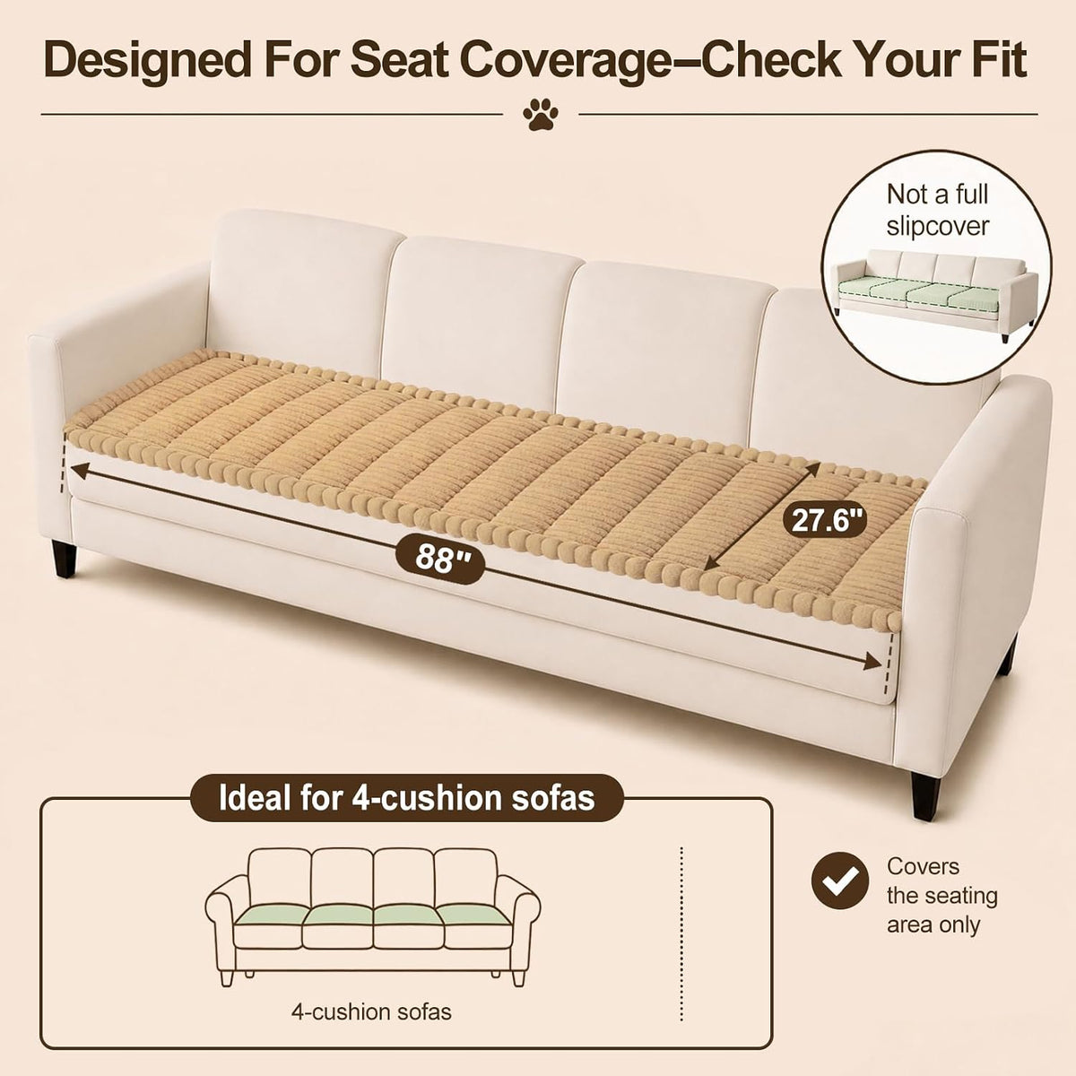 Couch Cover for Dogs, Non Slip Fuzzy Thick Pet Sofa Protector