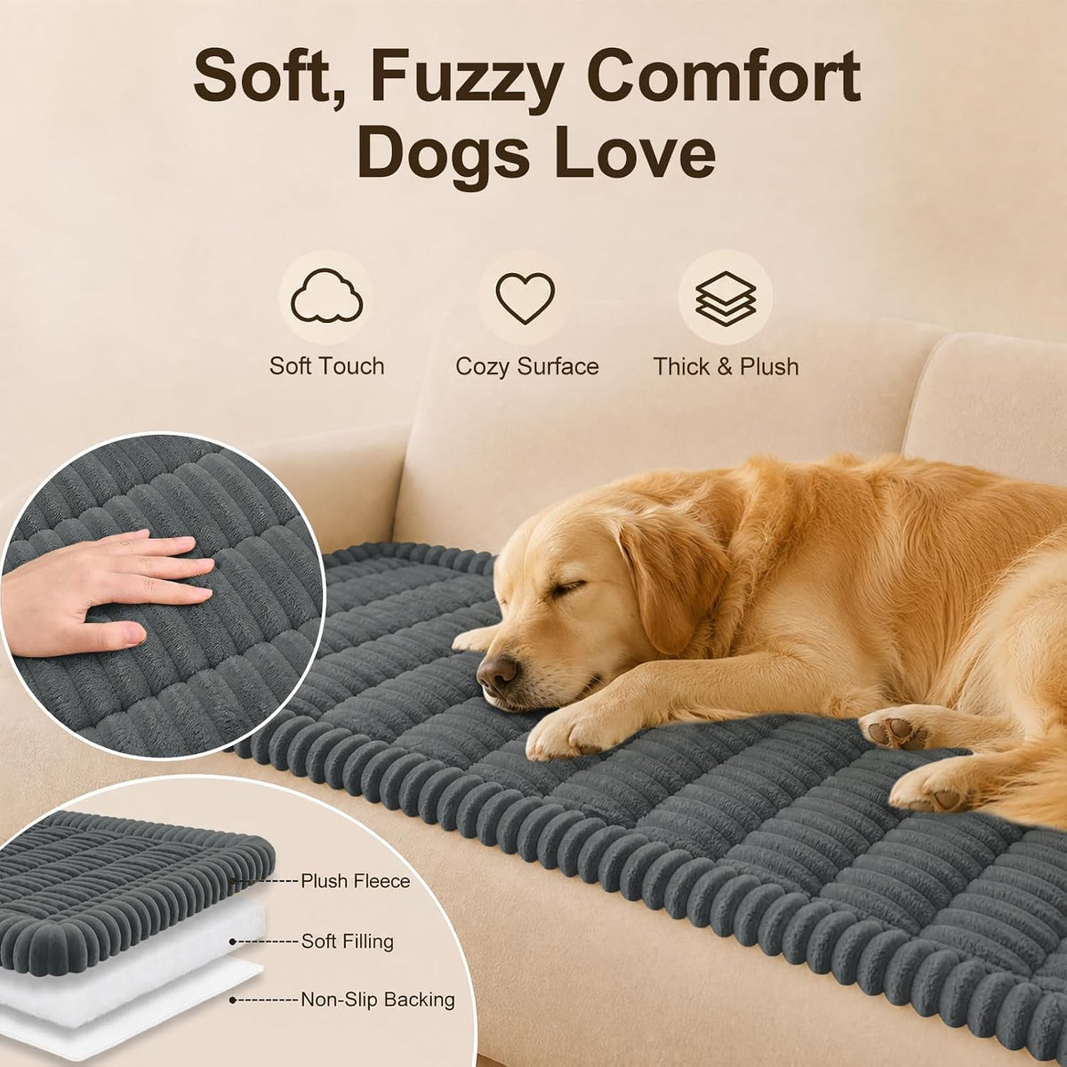 Couch Cover for Dogs, Non Slip Fuzzy Thick Pet Sofa Protector
