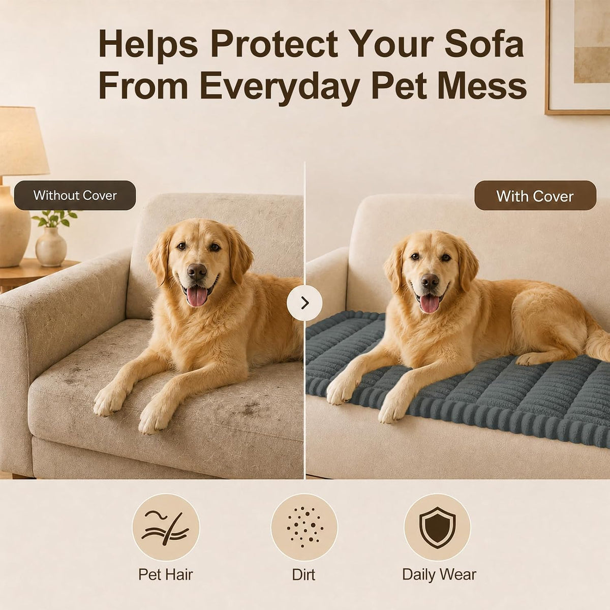 Couch Cover for Dogs, Non Slip Fuzzy Thick Pet Sofa Protector