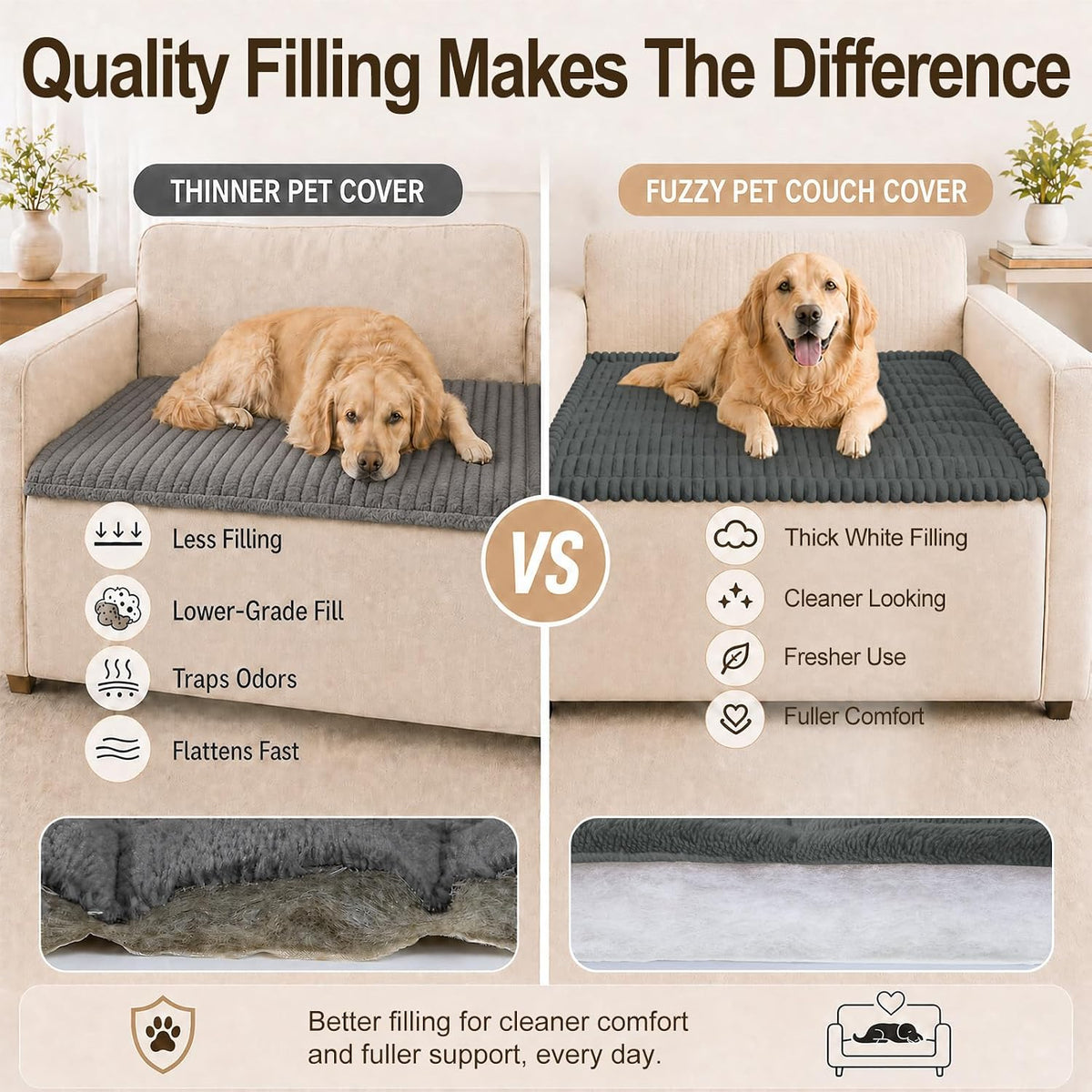 Couch Cover for Dogs, Non Slip Fuzzy Thick Pet Sofa Protector