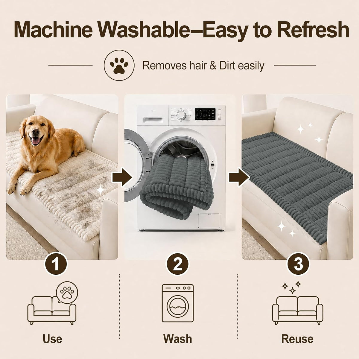Couch Cover for Dogs, Non Slip Fuzzy Thick Pet Sofa Protector