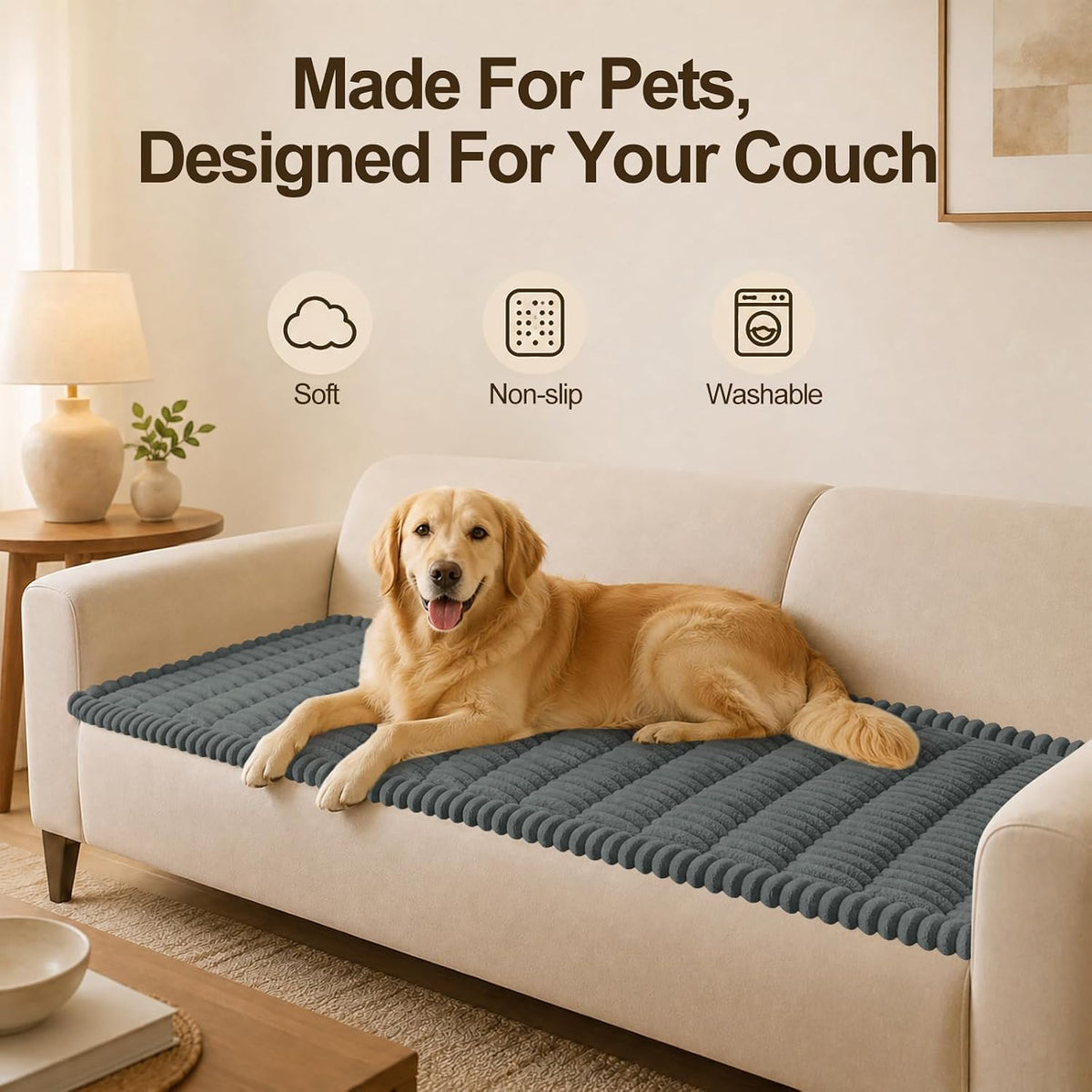 Couch Cover for Dogs, Non Slip Fuzzy Thick Pet Sofa Protector