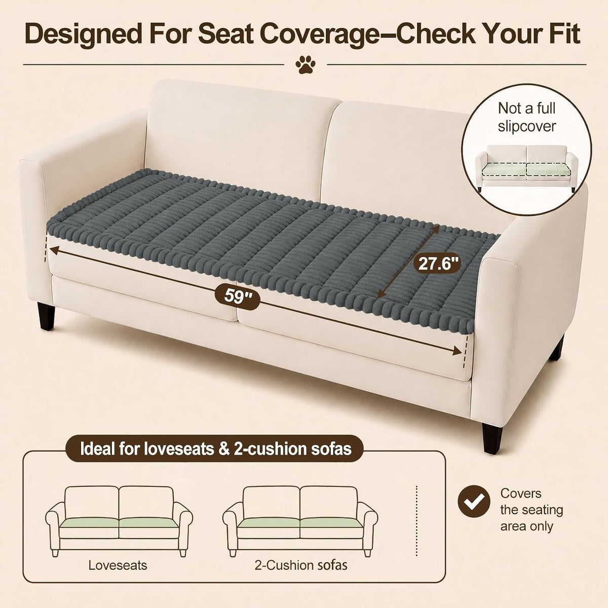 Couch Cover for Dogs, Non Slip Fuzzy Thick Pet Sofa Protector