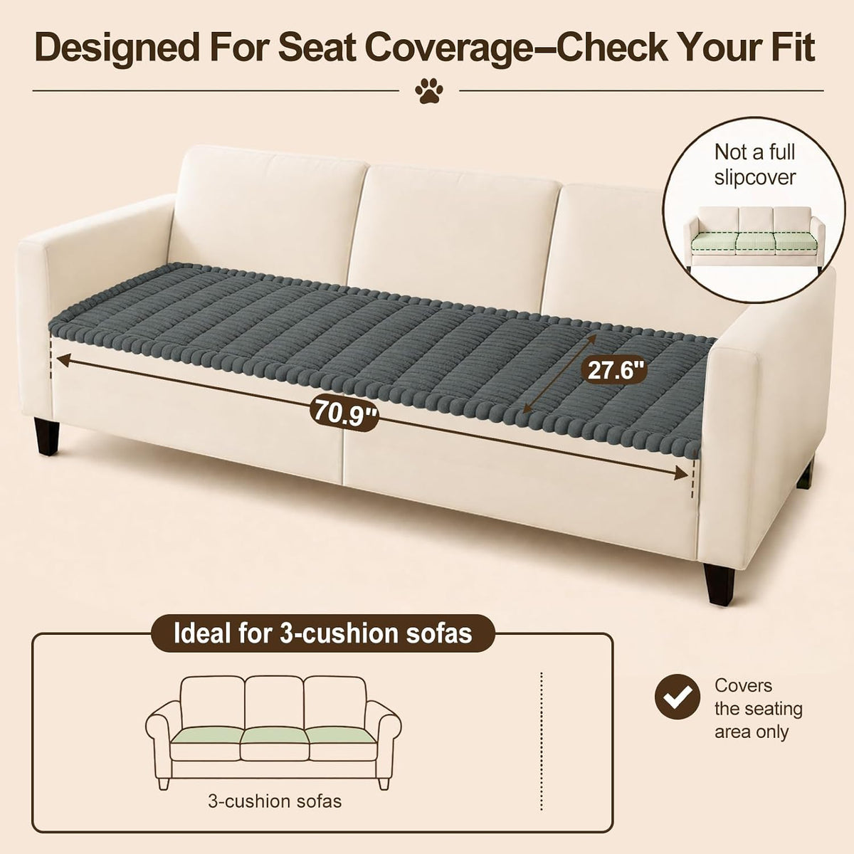 Couch Cover for Dogs, Non Slip Fuzzy Thick Pet Sofa Protector