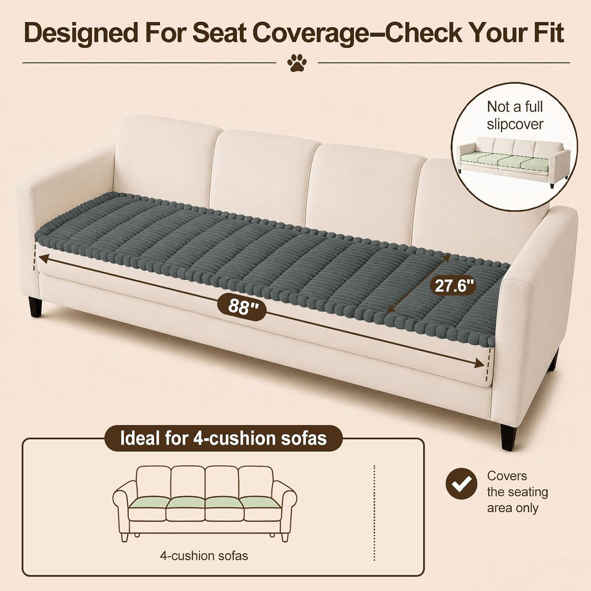 Couch Cover for Dogs, Non Slip Fuzzy Thick Pet Sofa Protector