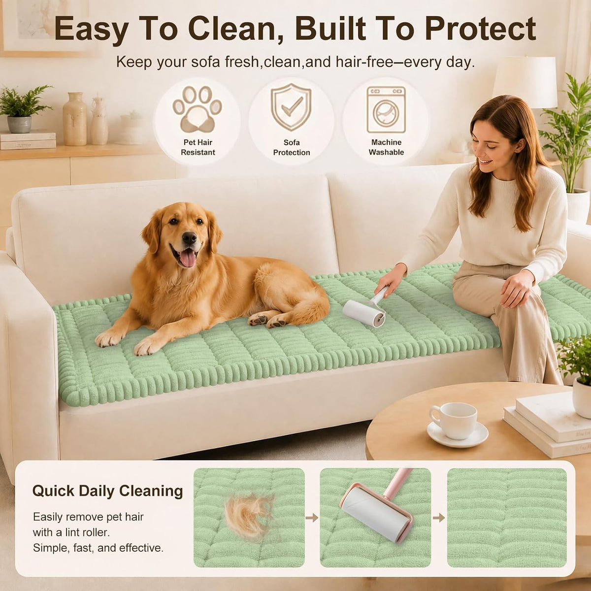 Couch Cover for Dogs, Non Slip Fuzzy Thick Pet Sofa Protector