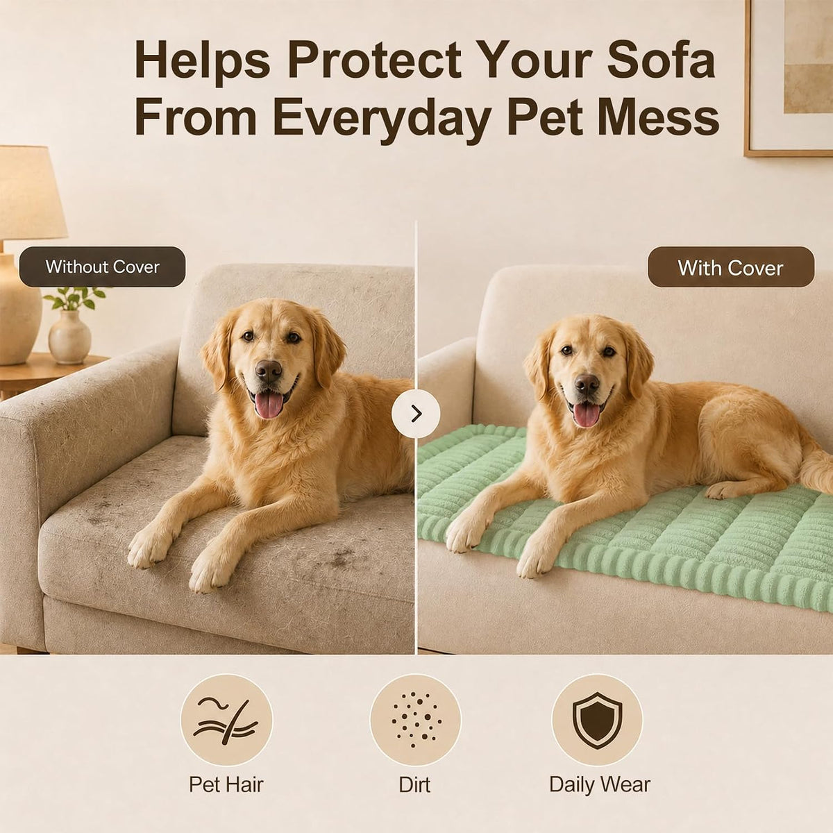 Couch Cover for Dogs, Non Slip Fuzzy Thick Pet Sofa Protector