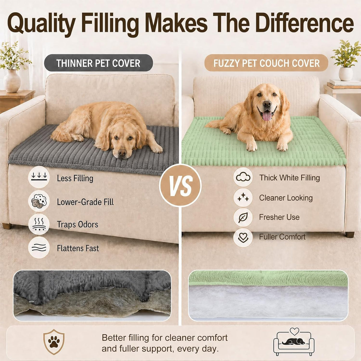 Couch Cover for Dogs, Non Slip Fuzzy Thick Pet Sofa Protector