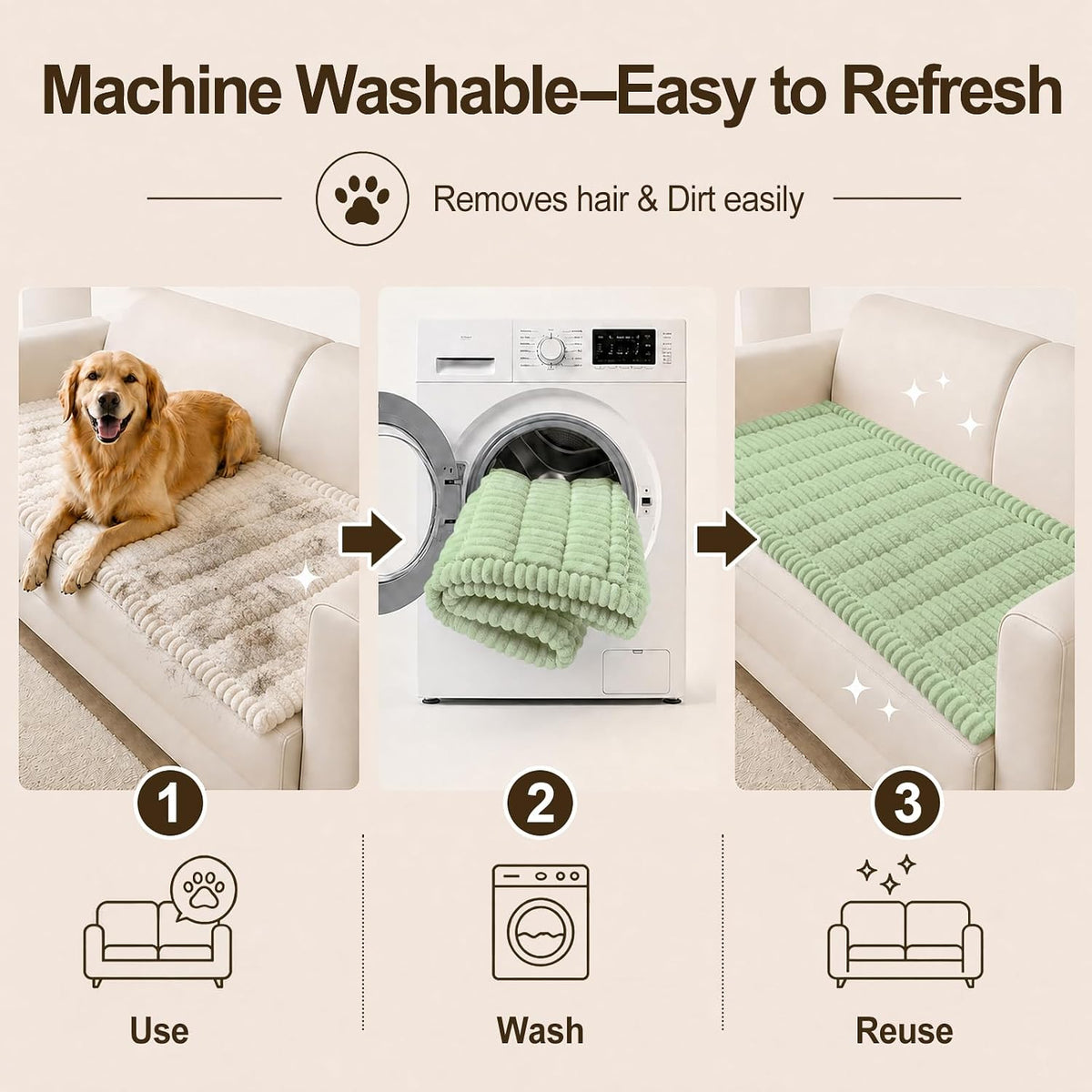 Couch Cover for Dogs, Non Slip Fuzzy Thick Pet Sofa Protector