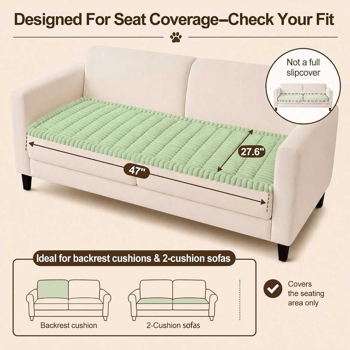 Couch Cover for Dogs, Non Slip Fuzzy Thick Pet Sofa Protector