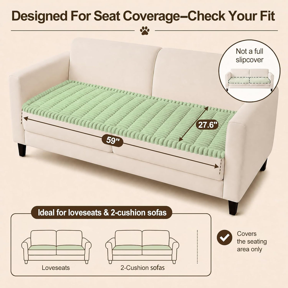 Couch Cover for Dogs, Non Slip Fuzzy Thick Pet Sofa Protector