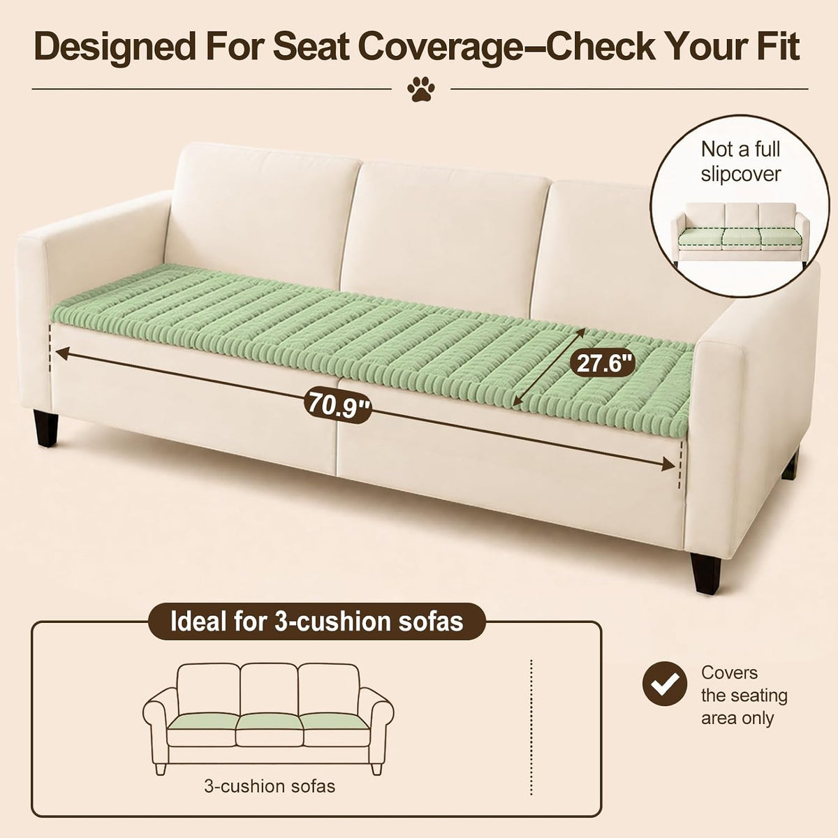 Couch Cover for Dogs, Non Slip Fuzzy Thick Pet Sofa Protector