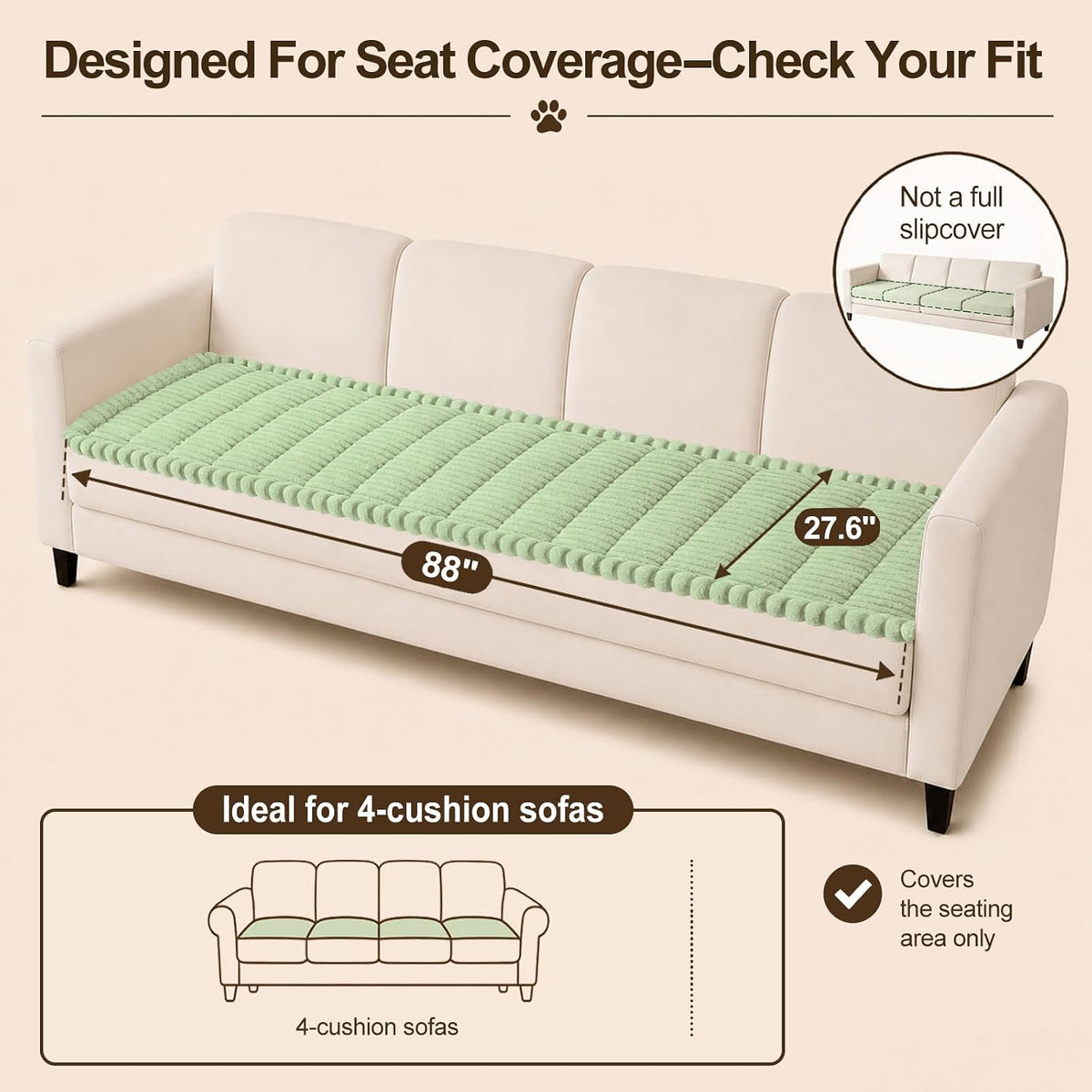 Couch Cover for Dogs, Non Slip Fuzzy Thick Pet Sofa Protector