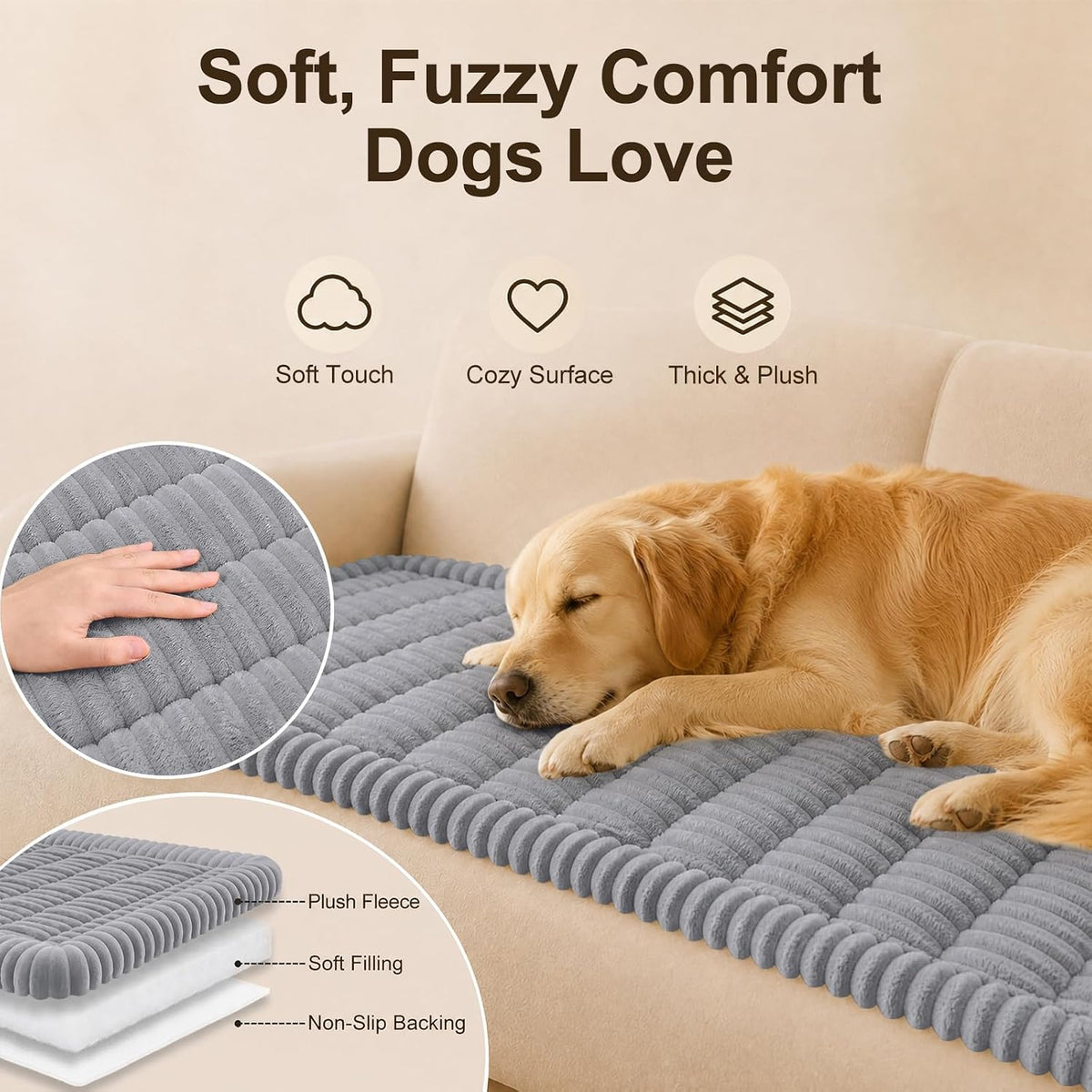 Couch Cover for Dogs, Non Slip Fuzzy Thick Pet Sofa Protector