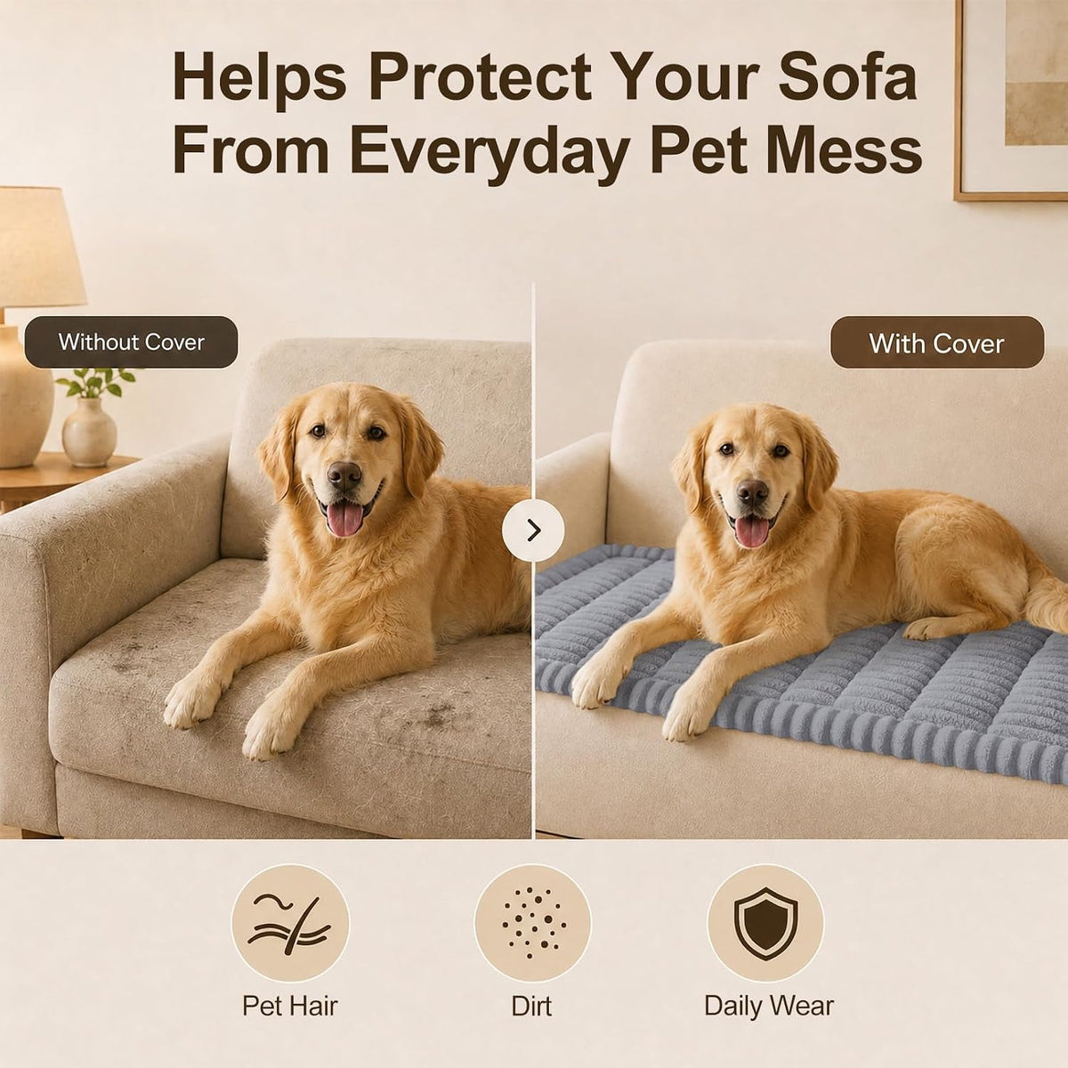 Couch Cover for Dogs, Non Slip Fuzzy Thick Pet Sofa Protector
