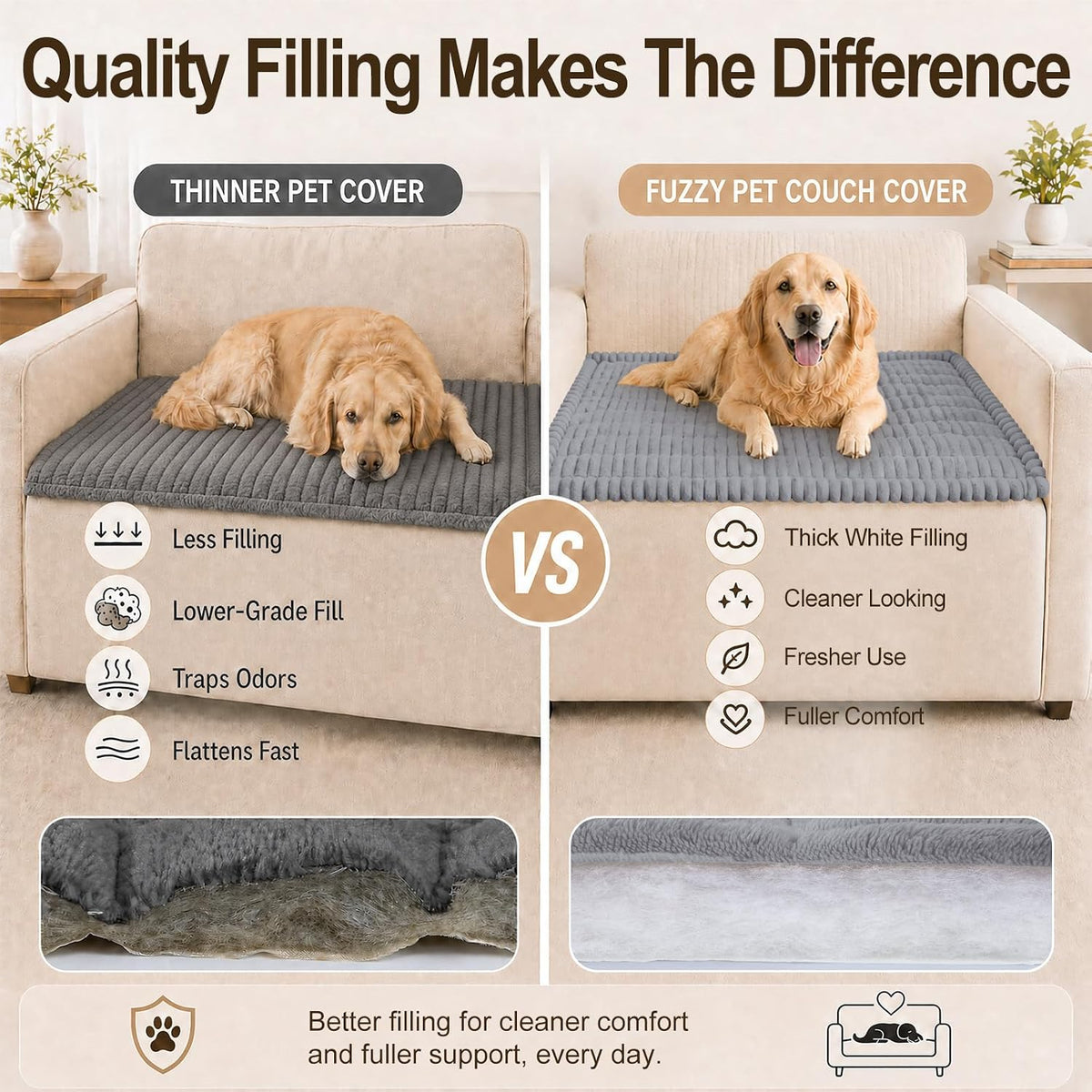 Couch Cover for Dogs, Non Slip Fuzzy Thick Pet Sofa Protector