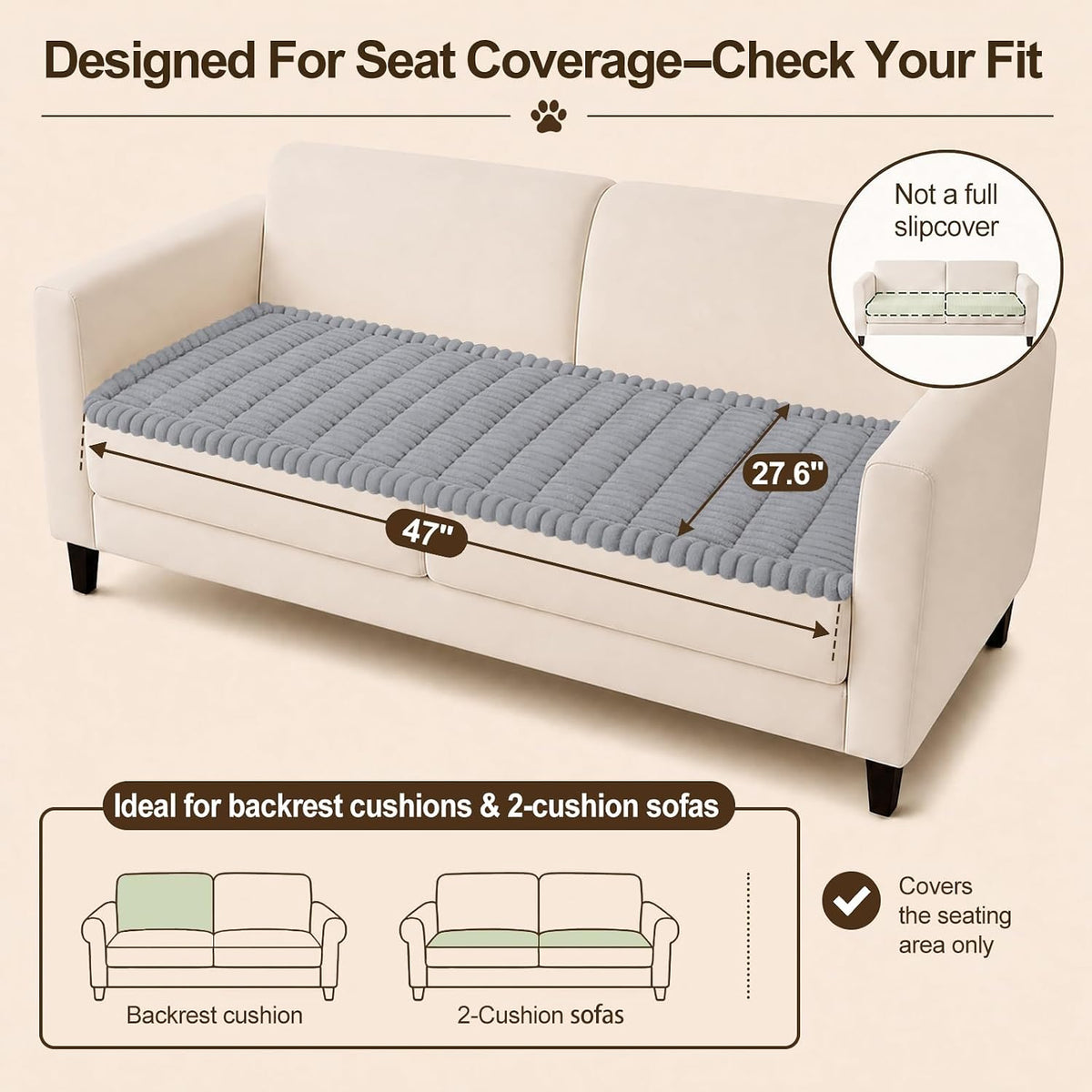 Couch Cover for Dogs, Non Slip Fuzzy Thick Pet Sofa Protector