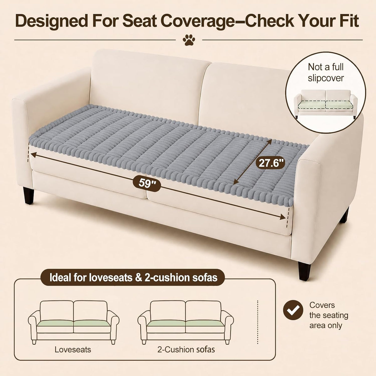 Couch Cover for Dogs, Non Slip Fuzzy Thick Pet Sofa Protector