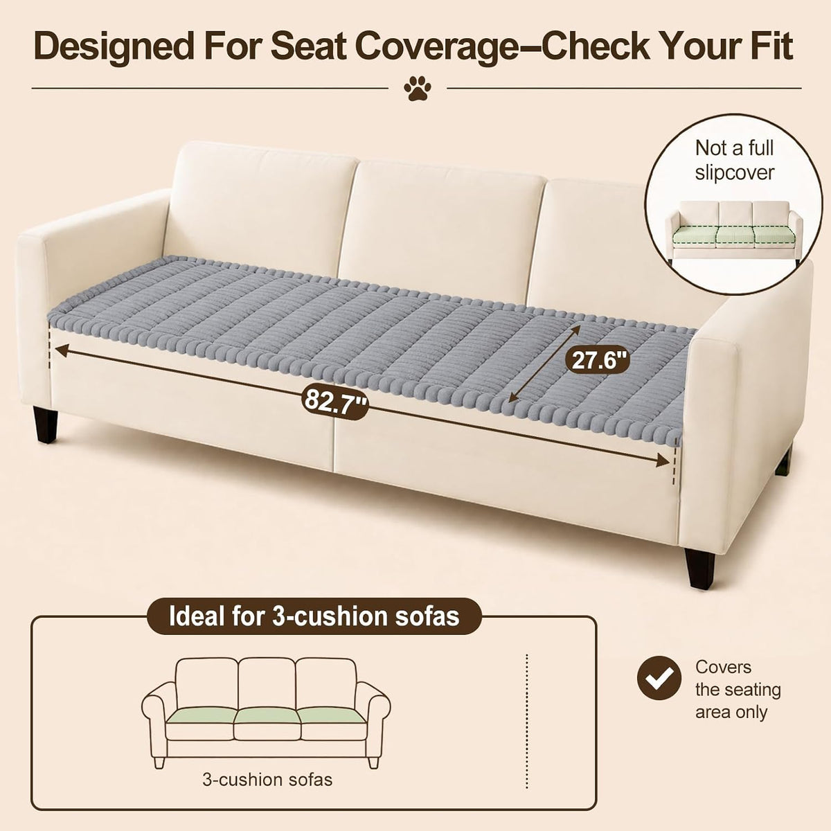Couch Cover for Dogs, Non Slip Fuzzy Thick Pet Sofa Protector