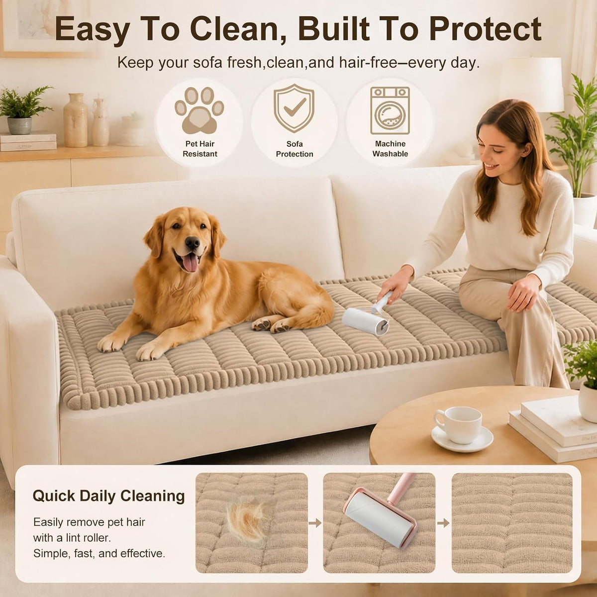 Couch Cover for Dogs, Non Slip Fuzzy Thick Pet Sofa Protector