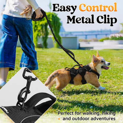 Escape Proof Dog Harness for Large, No Pull with Lift Handle | No Escape, Full Soft Padded, Reflective Adjustable Vest, Leash Clip for Walking Hiking Training, Black, Large