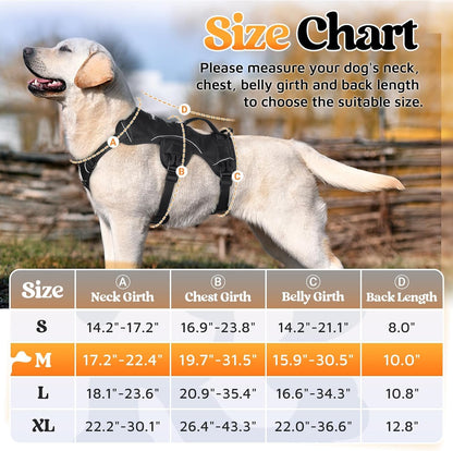 Escape Proof Dog Harness for Large, No Pull with Lift Handle | No Escape, Full Soft Padded, Reflective Adjustable Vest, Leash Clip for Walking Hiking Training, Black, Large