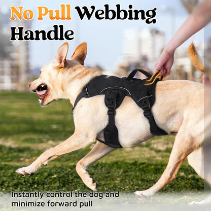 Escape Proof Dog Harness for Large, No Pull with Lift Handle | No Escape, Full Soft Padded, Reflective Adjustable Vest, Leash Clip for Walking Hiking Training, Black, Large