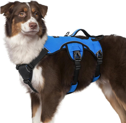 Escape Proof Dog Harness for Large, No Pull with Lift Handle | No Escape, Full Soft Padded, Reflective Adjustable Vest, Leash Clip for Walking Hiking Training, Black, Large