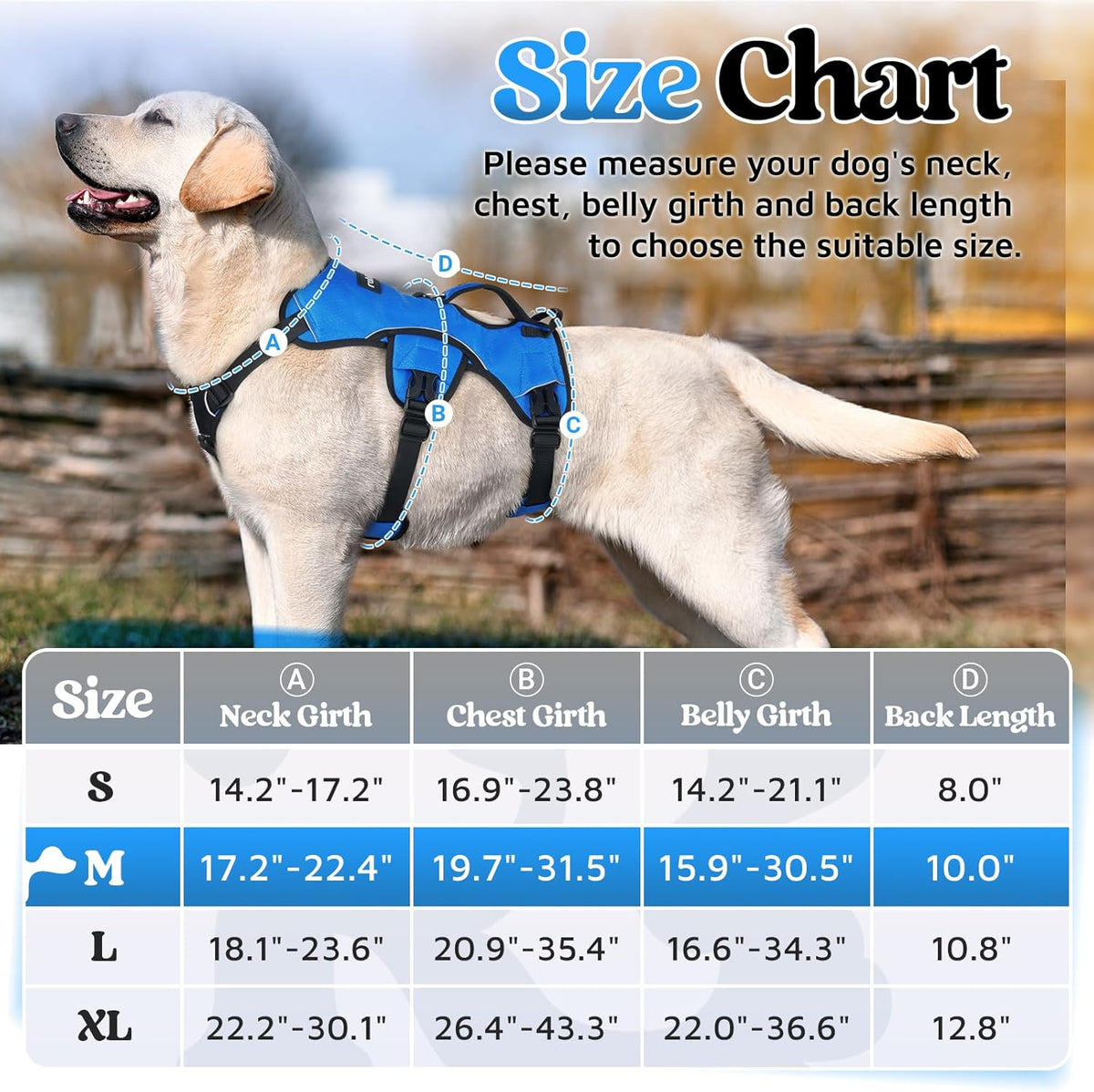 Escape Proof Dog Harness for Large, No Pull with Lift Handle | No Escape, Full Soft Padded, Reflective Adjustable Vest, Leash Clip for Walking Hiking Training, Black, Large