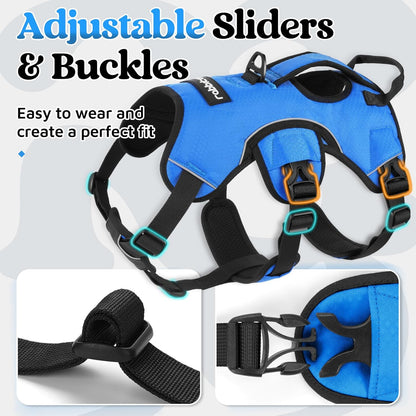 Escape Proof Dog Harness for Large, No Pull with Lift Handle | No Escape, Full Soft Padded, Reflective Adjustable Vest, Leash Clip for Walking Hiking Training, Black, Large
