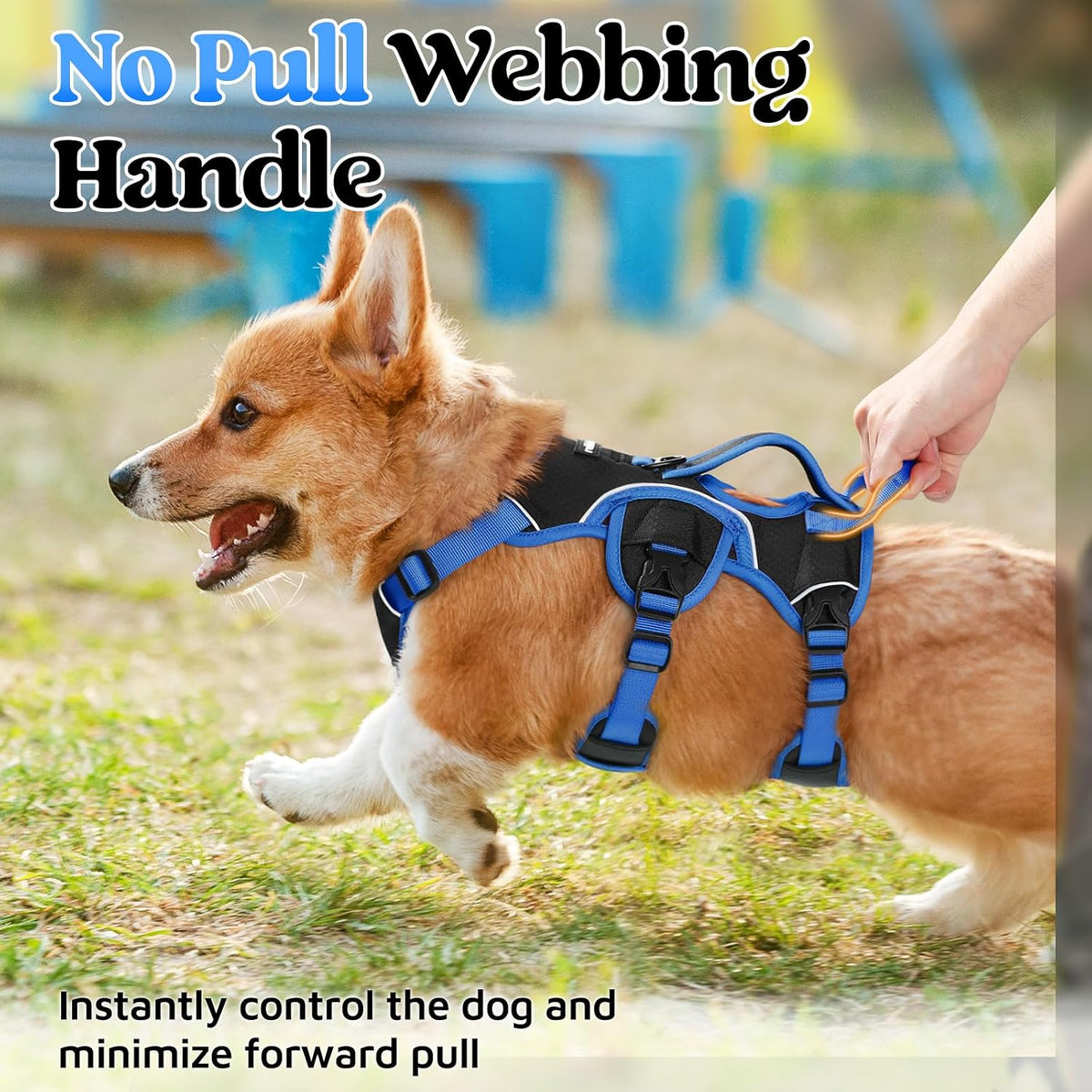 Escape Proof Dog Harness for Large, No Pull with Lift Handle | No Escape, Full Soft Padded, Reflective Adjustable Vest, Leash Clip for Walking Hiking Training, Black, Large