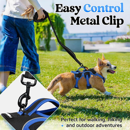Escape Proof Dog Harness for Large, No Pull with Lift Handle | No Escape, Full Soft Padded, Reflective Adjustable Vest, Leash Clip for Walking Hiking Training, Black, Large