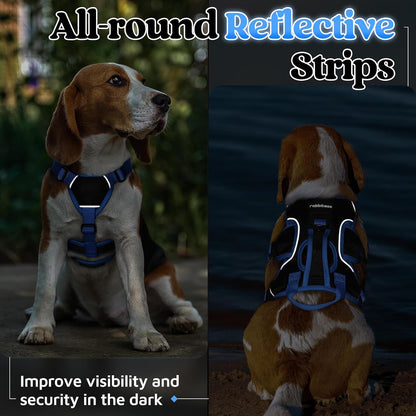 Escape Proof Dog Harness for Large, No Pull with Lift Handle | No Escape, Full Soft Padded, Reflective Adjustable Vest, Leash Clip for Walking Hiking Training, Black, Large
