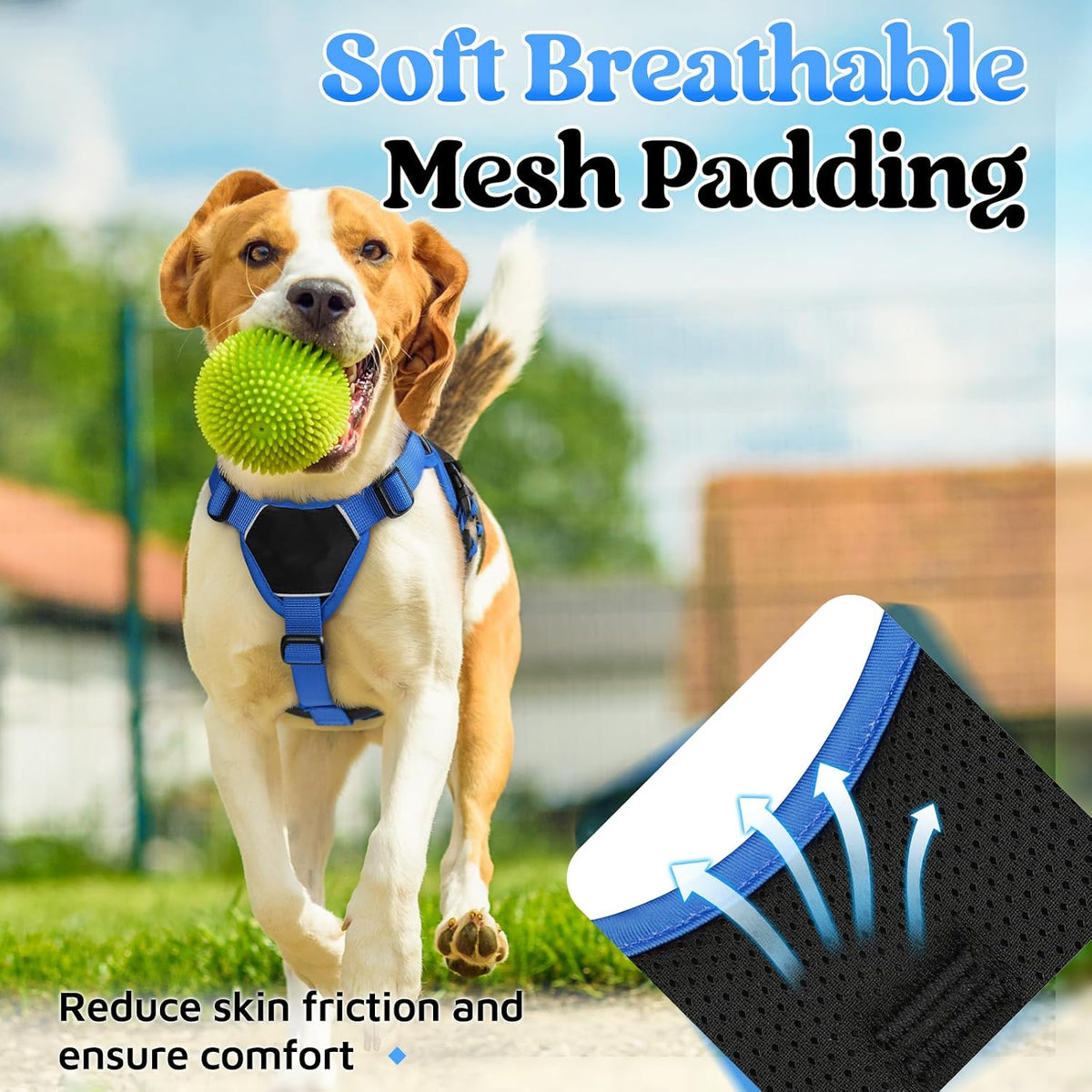 Escape Proof Dog Harness for Large, No Pull with Lift Handle | No Escape, Full Soft Padded, Reflective Adjustable Vest, Leash Clip for Walking Hiking Training, Black, Large