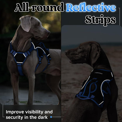 Escape Proof Dog Harness for Large, No Pull with Lift Handle | No Escape, Full Soft Padded, Reflective Adjustable Vest, Leash Clip for Walking Hiking Training, Black, Large