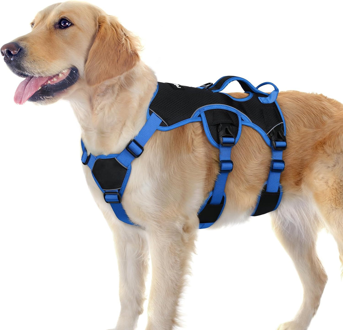 Escape Proof Dog Harness for Large, No Pull with Lift Handle | No Escape, Full Soft Padded, Reflective Adjustable Vest, Leash Clip for Walking Hiking Training, Black, Large