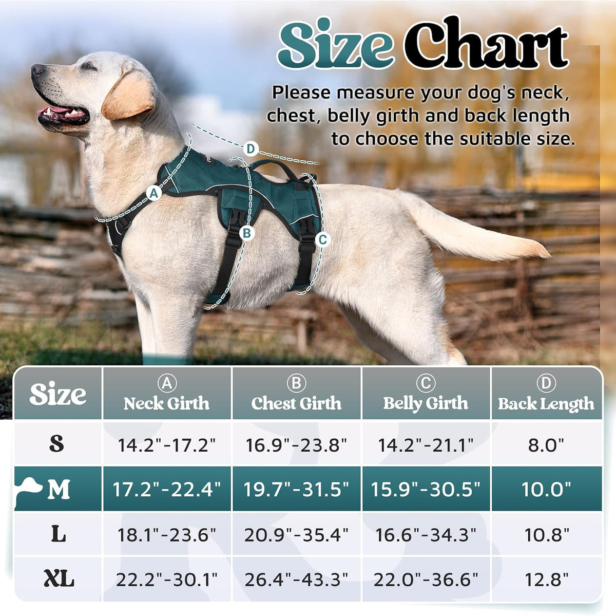 Escape Proof Dog Harness for Large, No Pull with Lift Handle | No Escape, Full Soft Padded, Reflective Adjustable Vest, Leash Clip for Walking Hiking Training, Black, Large