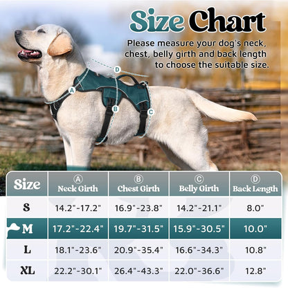 Escape Proof Dog Harness for Large, No Pull with Lift Handle | No Escape, Full Soft Padded, Reflective Adjustable Vest, Leash Clip for Walking Hiking Training, Black, Large